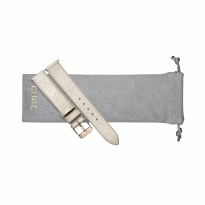 Bracelet de montre Cluse en cuir Warm White Metallic/Rose Gold, 16mm