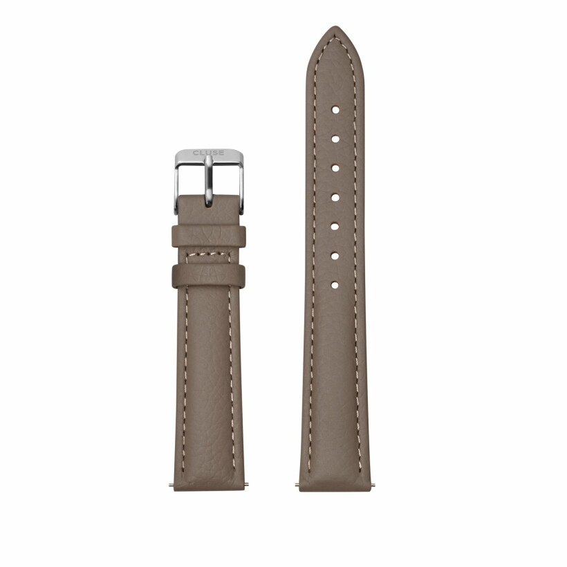 Bracelet de montre Cluse en cuir Taupe/Silver, 16mm