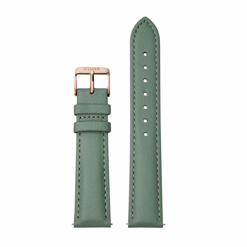 Bracelet de montre Cluse en cuir Stone Green/Rose Gold, 18mm
