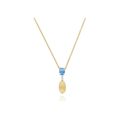 Collier Nanis Dancing Azure en or jaune, diamants et topaze Bleu London