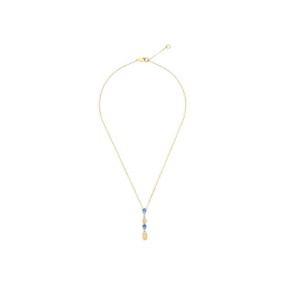 Collier Nanis Dancing Azure en or jaune, diamants et topaze Bleu London