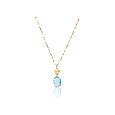 Collier Nanis Dancing Azure en or jaune, diamants et topaze Bleu London