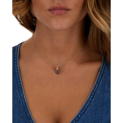 Collier Nanis Dancing Azure en or jaune, diamants et topaze Bleu London