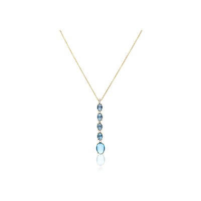 Collier Nanis Dancing Azure en or jaune, diamants et topaze Bleu London