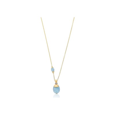 Collier Nanis Dancing Azure en or jaune, diamants et aigue-marine