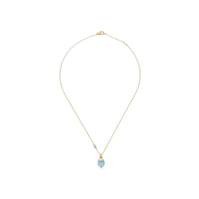 Collier Nanis Dancing Azure en or jaune, diamants et aigue-marine