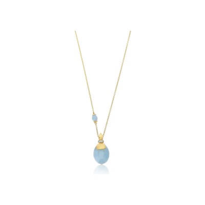 Collier Nanis Dancing Azure en or jaune, diamants et aigue-marine