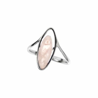 Bague en argent rhodié et quartz rose