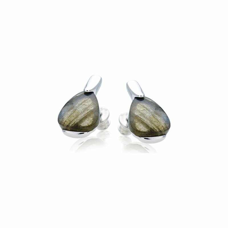 Boucles d'oreilles en argent rhodié et labradorite