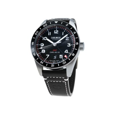 Montre CARLINGUE AVIATION HERITAGE Aviation 01 Noir & cuir noir CT-002-B