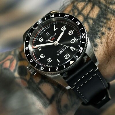 Montre CARLINGUE AVIATION HERITAGE Aviation 01 Noir & cuir noir CT-002-B