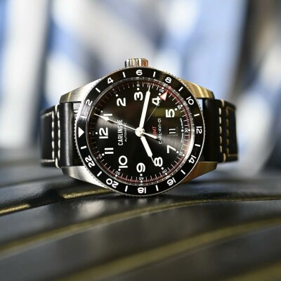 Montre CARLINGUE AVIATION HERITAGE Aviation 01 Noir & cuir noir CT-002-B