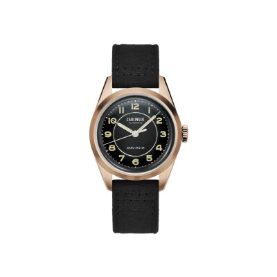 Montre CARLINGUE MILITARY HERITAGE Military 01 Noir PVD Or Rose CT-003-B-RG