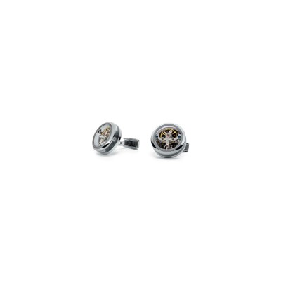 T F Est. 1968 CTO cufflinks in steel and carbon