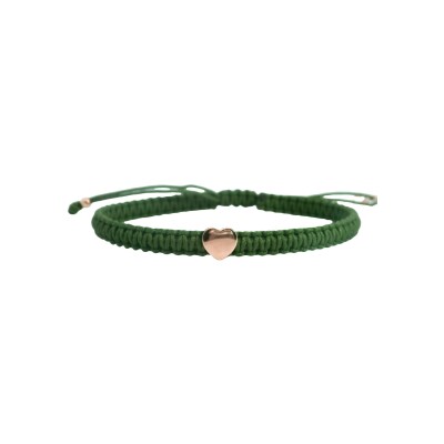 Bracelet en textile coeur en or rose