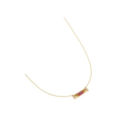 Collier Une A Une Soleil Levant en laiton doré et zircons