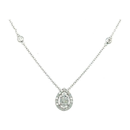 Collier Poire en or blanc entourage diamants