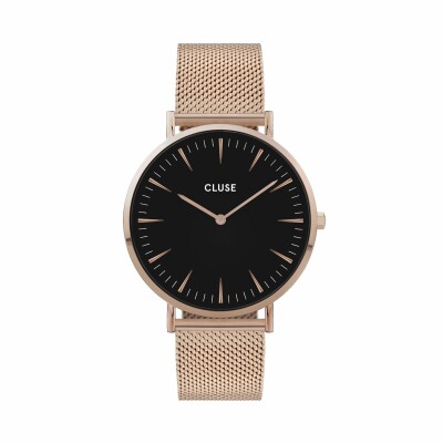 Montre Cluse Boho Chic Mesh, Rose Gold, Black/Rose Gold