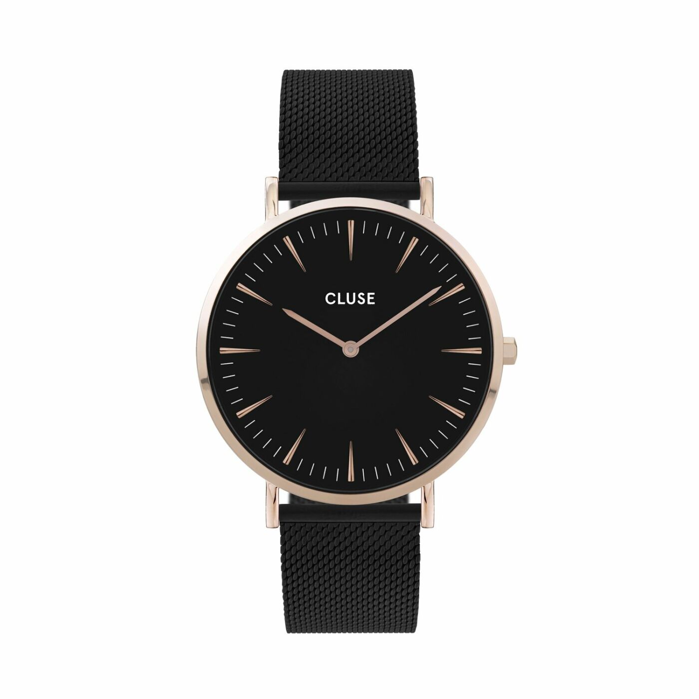 Montre Cluse Boho Chic Mesh, Rose Gold, Black/Black