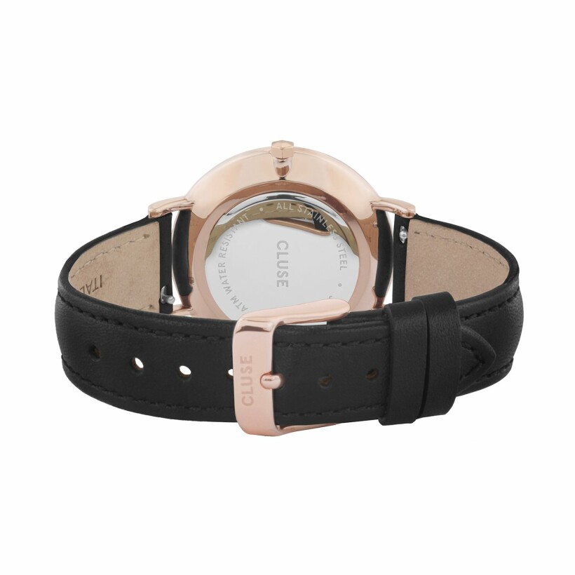 Montre Cluse Boho Chic Leather, Rose Gold, Black/Black