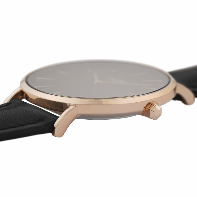 Montre Cluse Boho Chic Leather, Rose Gold, Black/Black