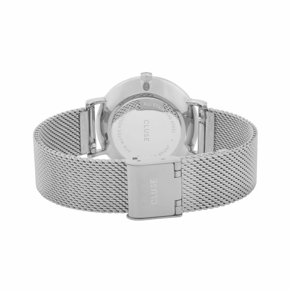 Montre Cluse Minuit Mesh, Silver, White/Silver