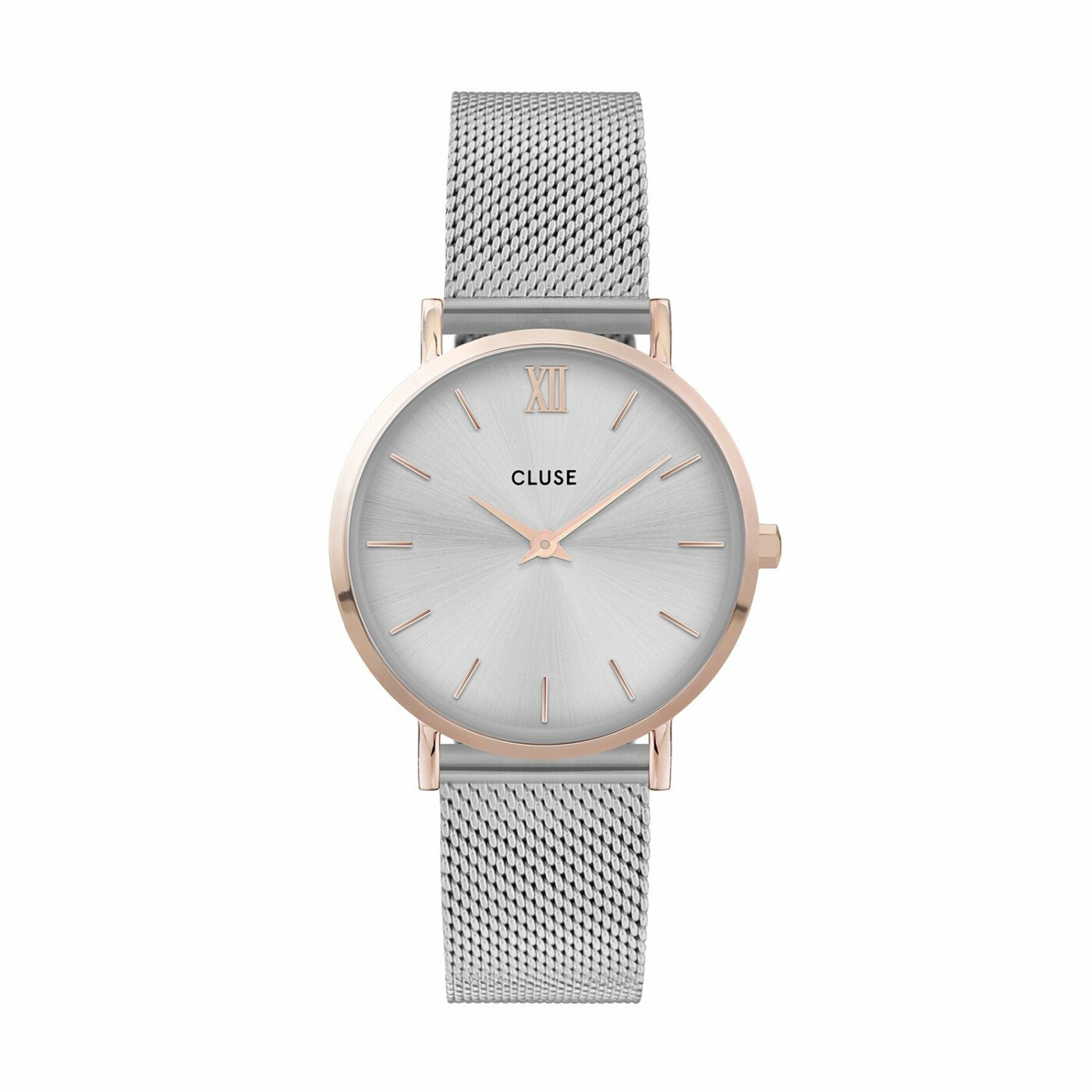 Montre Cluse Minuit Mesh, Rose Gold, Silver/Silver