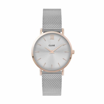 Montre Cluse Minuit Mesh, Rose Gold, Silver/Silver