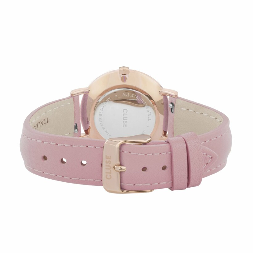Montre Cluse Minuit Leather, Rose Gold, White/Pink