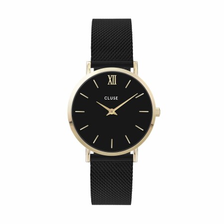 Montre Cluse Minuit Mesh, Gold, Black/Black