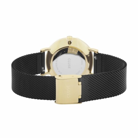 Montre Cluse Minuit Mesh, Gold, Black/Black