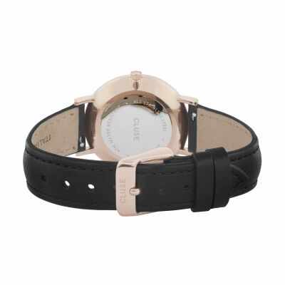 Montre Cluse Minuit Leather, Rose Gold, Black/Black