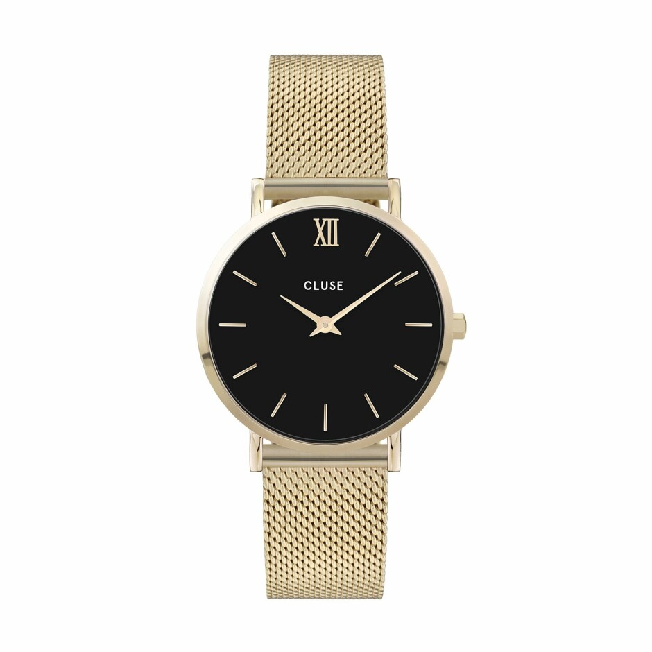 Montre Cluse Minuit Mesh, Gold, Black/Gold