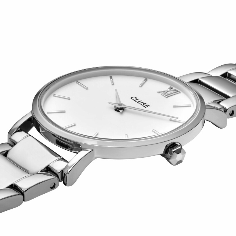 Montre Cluse Minuit 3-Link Silver White/Silver