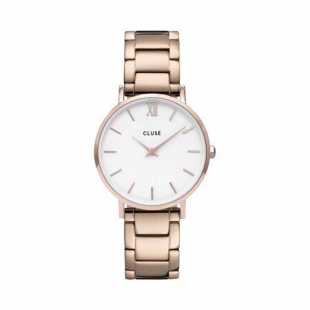 Montre Cluse Minuit 3-Link Rose Gold White/Rose Gold