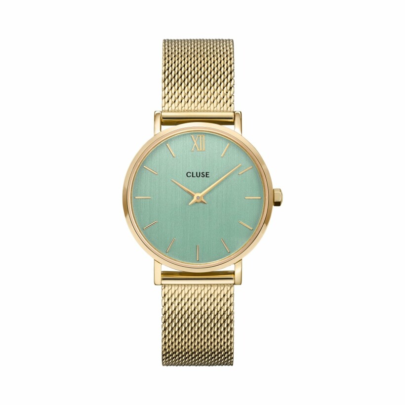 Montre Cluse Minuit Mesh, Gold, Stone Green/Gold