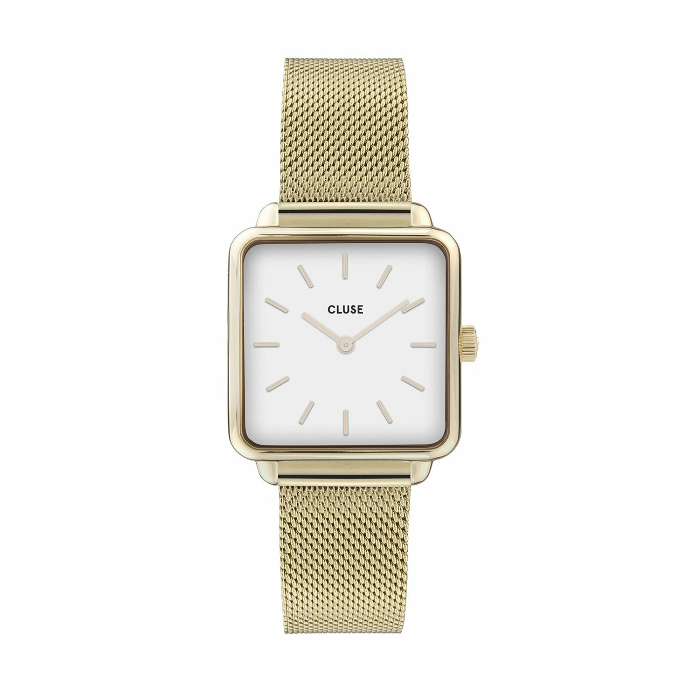 Montre Cluse La Tétragone Mesh, Gold, White /Gold