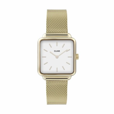 Montre Cluse La Tétragone Mesh, Gold, White /Gold