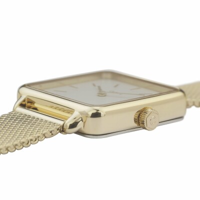 Montre Cluse La Tétragone Mesh, Gold, White /Gold