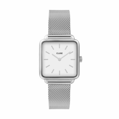 Montre Cluse La Tétragone Mesh, Silver, White /Silver