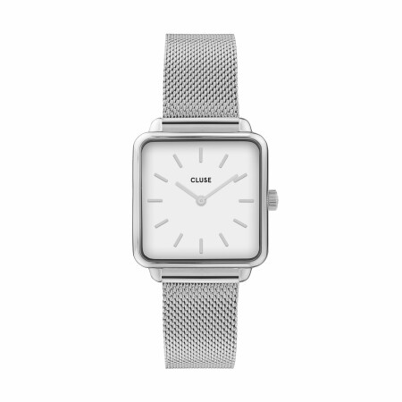 Montre Cluse La Tétragone Mesh, Silver, White /Silver