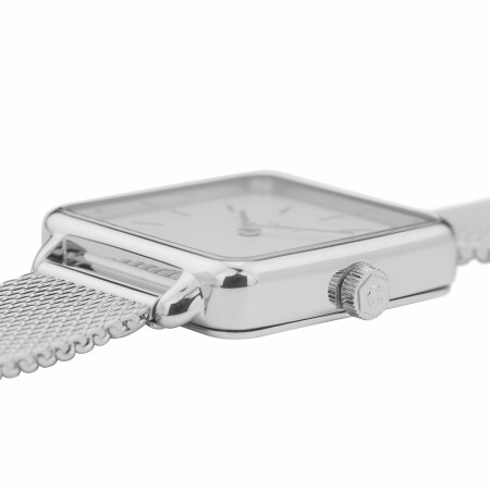 Montre Cluse La Tétragone Mesh, Silver, White /Silver