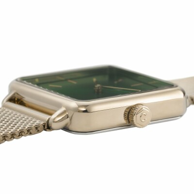 Montre Cluse La Tétragone Mesh, Gold, Forest Green/Gold