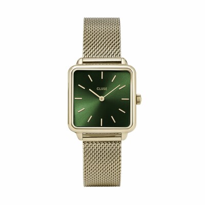 Montre Cluse La Tétragone Mesh, Gold, Forest Green/Gold