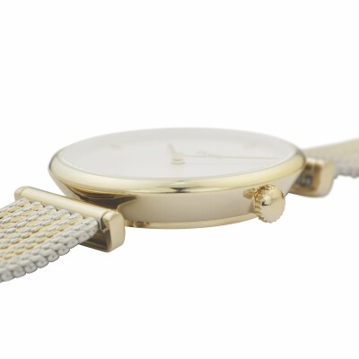 Montre Cluse Triomphe Mesh, Gold, White/Silver/ Gold