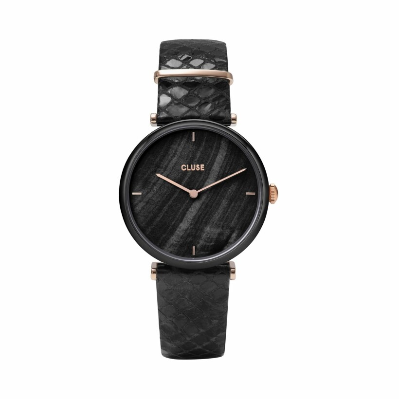 Montre Cluse Triomphe Leather Black, Black Pearl/Black Python