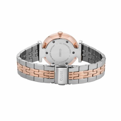 Montre Cluse Triomphe 5-Link, Rose Gold, White Pearl/Silver/Rose Gold 