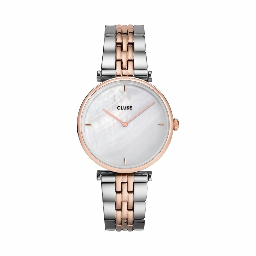 Montre Cluse Triomphe 5-Link, Rose Gold, White Pearl/Silver/Rose Gold 