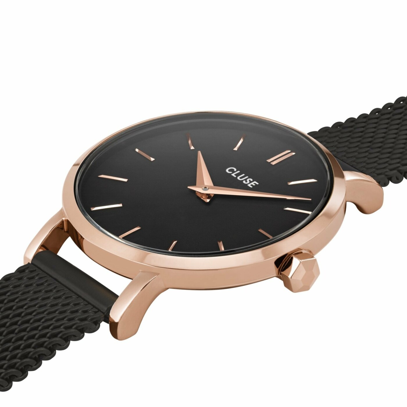 Montre Cluse Boho Chic Petite Mesh, Rose Gold, Black/Black