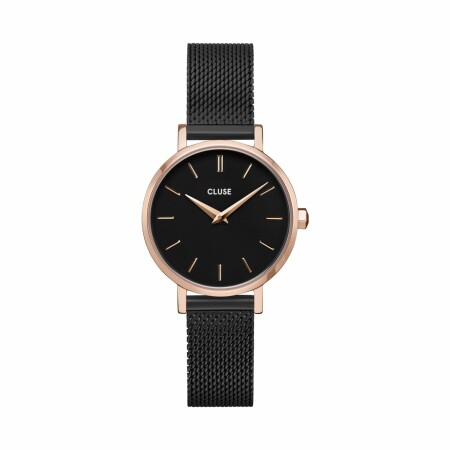 Montre Cluse Boho Chic Petite Mesh, Rose Gold, Black/Black